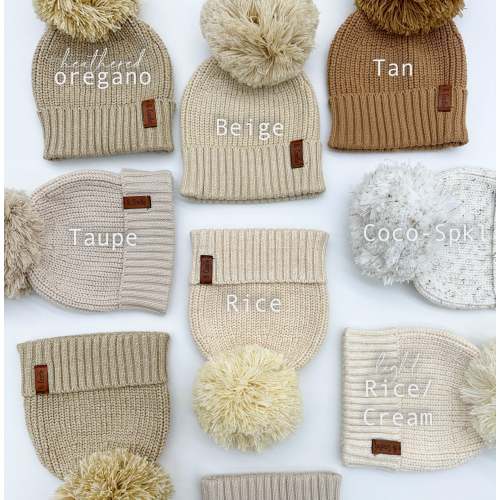 Cotton Knit Pom Beanie – Olive and Cradle