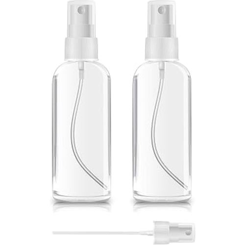ZEROFIRE 2 Pack Spray Bottles 1oz Clear Plastic Empty Refillable Mini Spritzer for Travel, Cleaning, Gardening, Skin Care Atomizer for Essential Oils, Perfume