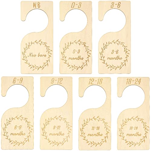 Patelai 7 Pieces Closet Size Divider Organizers Hanging Closet Dividers from Newborn Infant to 24 Months for Home Nursery Clothes