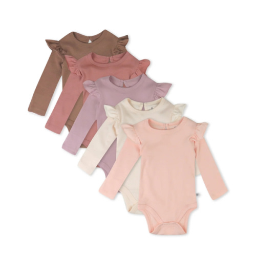 5-Pack Organic Cotton Long Sleeve Ruffle Bodysuits | Honest Baby Clothing