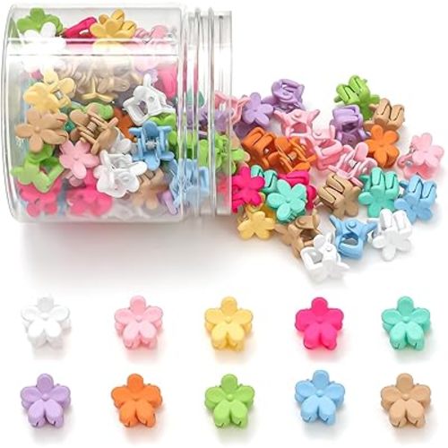 Mini Flower Hair Clips, Baby Hair Clips Mini Claw Clips Cute Jaw Clips Hair Pins Hair Barrettes Toddler Hair Accessories for Women Girls Kids Teens 100Pcs Colorful