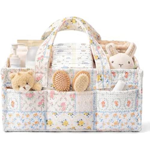 Baby Diaper Caddy Organizer with Handles, Portable Nursery Storage Basket