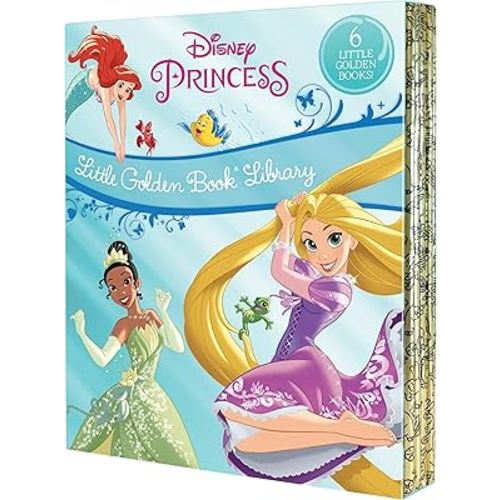 Disney Princess Little Golden Book Library -- 6 Little Golden Books: Tangled; Brave; The Princess and the Frog; The Little Mermaid; Beauty and the Beast; Cinderella