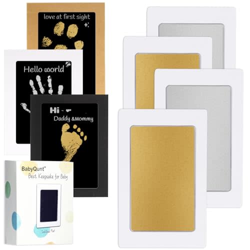 Inkless Baby Hand and Footprint Kit,Clean-Touch Ink Pad Kit,Safe No Mess Printing Infant Hand Foot Stamp,4 Pack Newborn Inkless Print Pads Best Keepsake or Gifts for Family