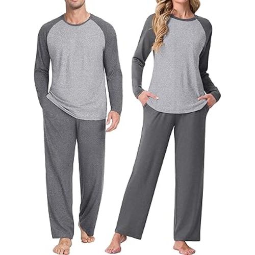 PrinStory Men's Pajama Sets Loungewear Sleepwear Pjs Lightweight Long Sleeve Shirts and Bottoms Soft Comfy Sleep Sets S-4XL
