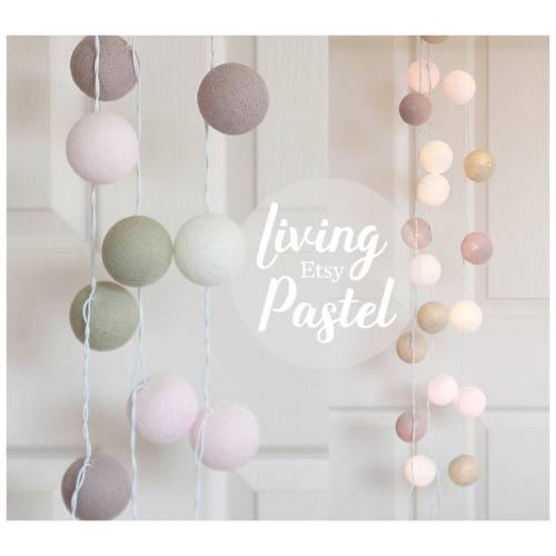 Milky White Light Pink Sage Green Soft Taupe Cotton Ball Lights for Bedroom Fairy Lights Dorm Decor