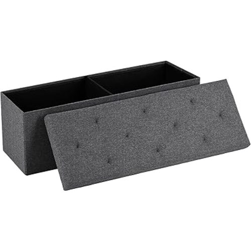 DUMOS 43in Storage Ottoman Bench, Storage Chest, End of Bed Foot Rest Stool with Padded Seat, Bedroom Bench for Living Room, Support 660lbs, Grey