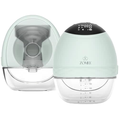 Zomee Fit Wearable Breast Pump, Hands Free Pumping, Portable, Ultra-Low Noise, Double Electric Breast Pump - Holds 6 oz - Wireless Breastpump 2+ Hours of Battery, Leak Proof Anti Backflow System