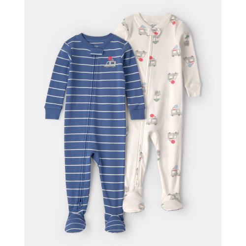 Baby 2-Pack Ice Cream Truck 100% Cotton Snug Fit 1-Piece Pajama - Blue/Ivory | Carter's