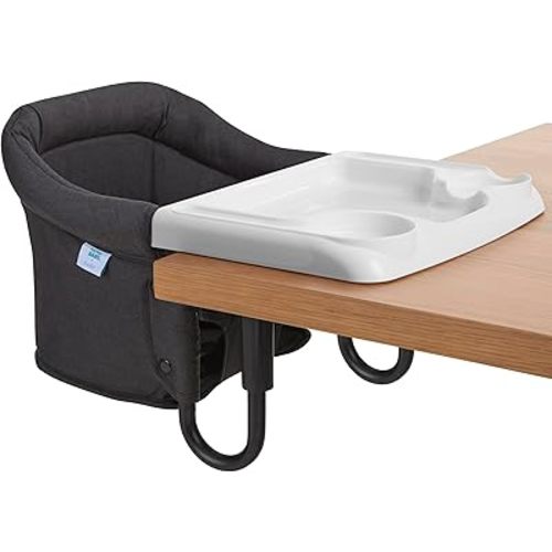 Evolur Clamp-On Comfort Table Chair | Removable & Washable Seat Cover, Dishwasher-Safe Tray, Foldable Design with Carry Bag | Portable High Chair for Babies & Toddlers (6–36 Months)