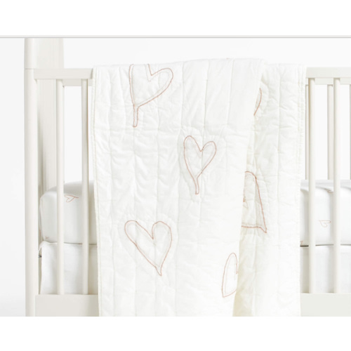 Clay Heart Organic Cotton Baby Crib Quilt by Leanne Ford
