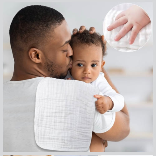 Yoofoss Muslin Burp Cloths for Baby 10 Pack 100% Organic Cotton Baby Washcloths for Boys Girls Large 20''X10'' Super Soft and Absorbent White