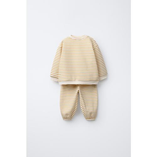 SWEATSHIRT AND STRIPED JOGGER PANTS SET - Ocher | ZARA United States