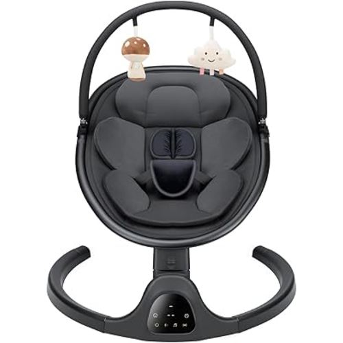 Baby Swing for Infants, Infant Swing with 5 Swing Speed, Built-in Lullabies, 5-Point Harness, Electric Infant Swing with Bluetooth for Indoor & Outdoor Use (Black)