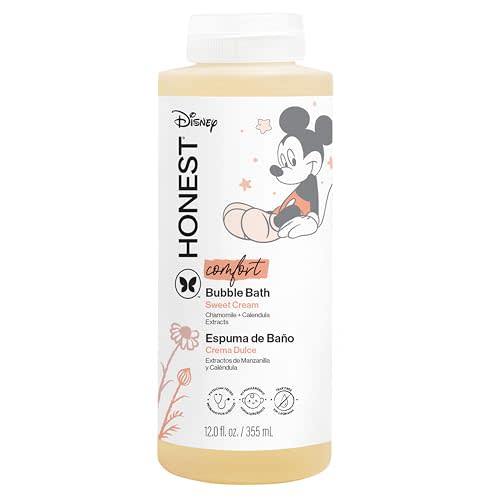 The Honest Company Foaming Bubble Bath Gentle Enough for Baby Dermatologist Tested Tear-Free Hypoallergenic Disneys Mickey Mouse Comfort Sweet Cream 12 fl oz