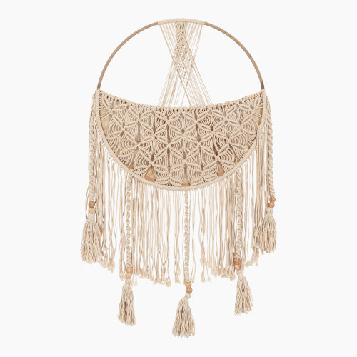 Crane Baby Macrame Toy Storage Basket with Tassels