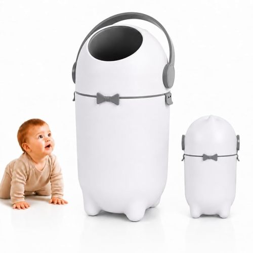 Odor Locking Diaper Pail with Airtight Lid, Baby Diaper Trash Can, Durable & Odorless 15L Baby Diaper Bin, Refill with Any Bag, Holds Up to 16 Diapers for Home Nursery Room Living Room White