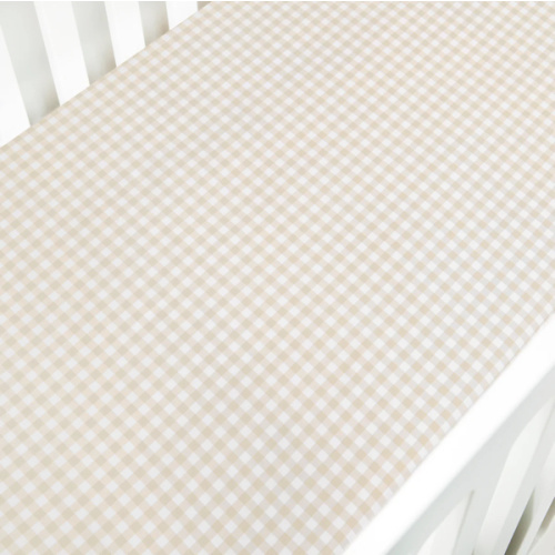 Picnic Gingham Crib Sheet - Beige
