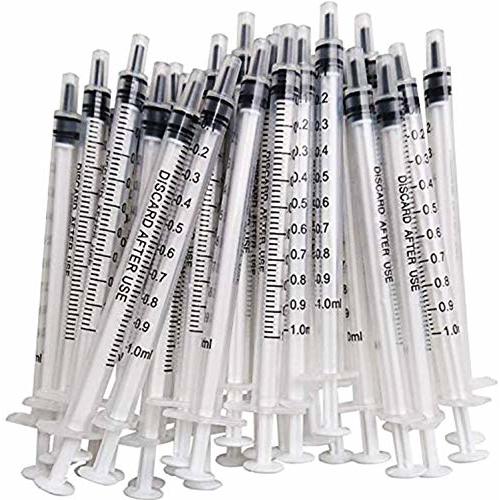 100PCS 1ml 1cc Syringe No Needle Plastic Syringe for Pets Oral, Refilling, Oil or Glue Applicator, Measuring or Transfering Tiny Amount of Liquids, Without Cap