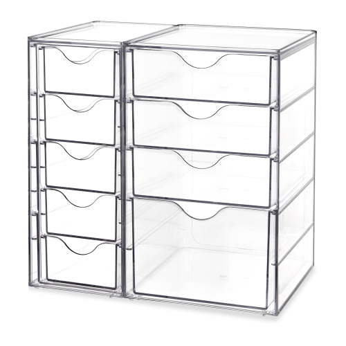 Vtopmart Acrylic Organizer with 9 Drawers, Clear Storage Drawers, Desk Organization and Storage，Organizer Bins for Makeup, Cosmetics, Beauty Supplies