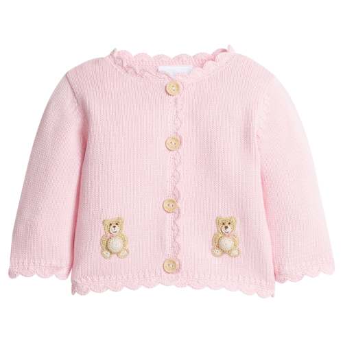 Crochet Cardigan - Pink Teddy Bear