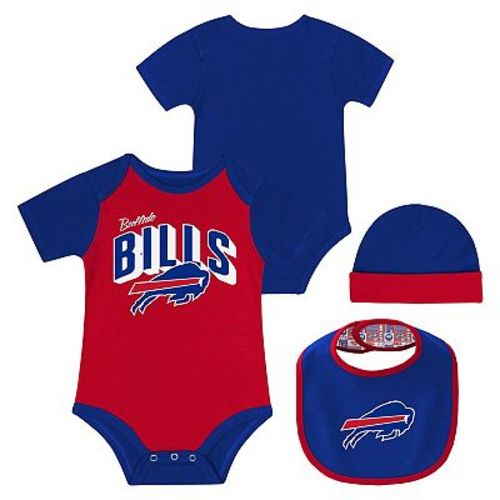 "Newborn & Infant Buffalo Bills Dynamic Duo Bodysuit, Bib & Knit Hat Set"