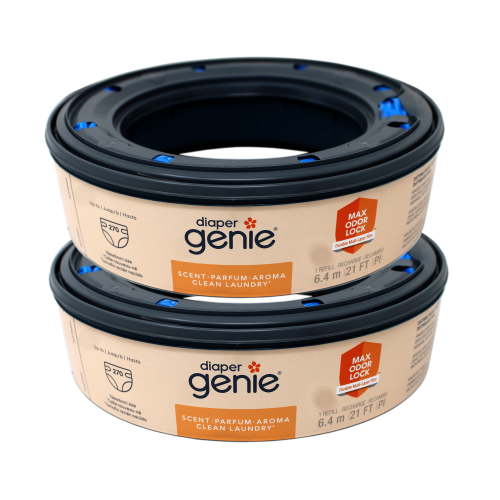 2 Pack - Diaper Genie Bags Refills, Clean Laundry Scent, with Max Odor Lock, 270 Count (21 FT)