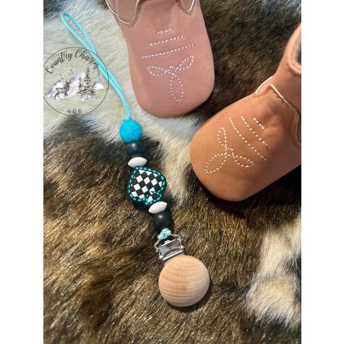 Pacifier Clip Personalized|Custom Paci Holder|Binky Clip|Baby Gift| Baby|Baby Shower Gift|Newborn Wooden Clip| Western pacifier holder| Cow