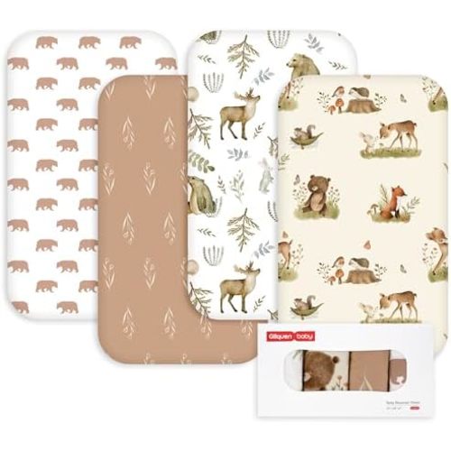 Gllquen Baby Bedside Sleeper Bassinet Sheets 33x20 Inch 4 Pack Girl Boy