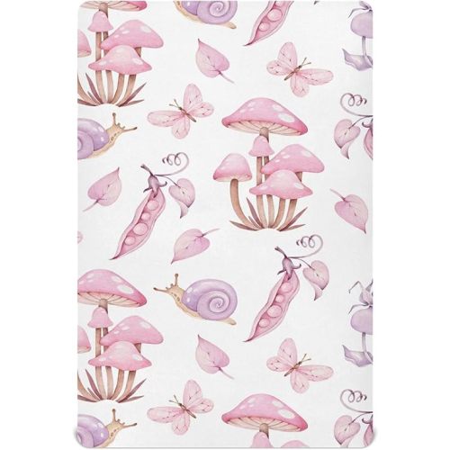 Mushrooms Fairy Forest Crib Sheets Soft Breathable Fitted Baby Crib Sheets Mattress Cover for Girl Boys, 52" x 28" x 9"