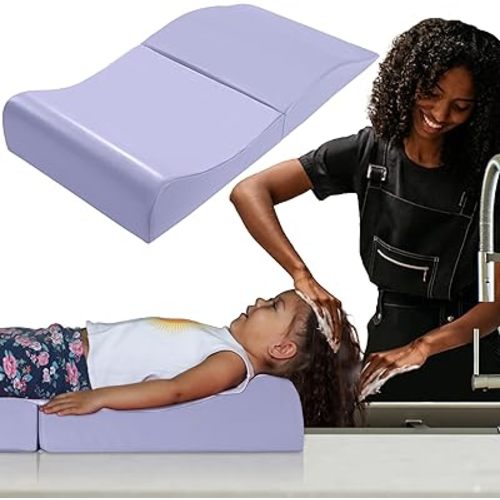 BALAPET Hair Washing Station for Kids, Shampoo Foam Mat for Children, Ergonomic Comfortable Support Hair Washing Mat on Sink, Portable Foldable Basin Essentials (Purple)