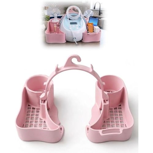 Pump Caddy Organizer Compatible with Spectra S1 S2, Breast Pump Side Tray with Bottle Holder and Cord Storage for Pump Accessories, Phone, Snacks and Cream
