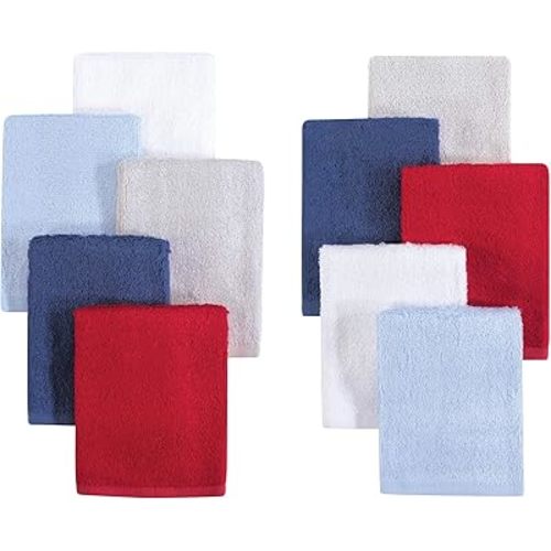 Little Treasure Unisex Baby Rayon from Bamboo Luxurious Washcloths, Blue Red 10-Pack, One Size
