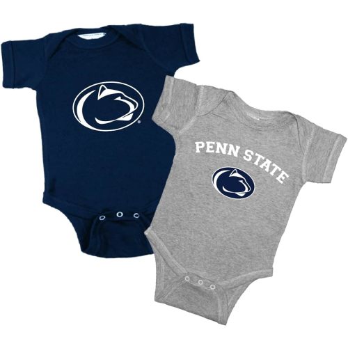 Two Feet Ahead Penn State Nittany Lions 2 Pack Unisex Baby Bodysuit Creeper Newborn Infants Officially Licensed (Penn State Nittany Lions, 0-3 Months)