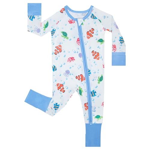 GUISBY Baby Boys' Pajamas Sleep N Play, Baby Clothes, Long Sleeve, Footless,Newborn-2T