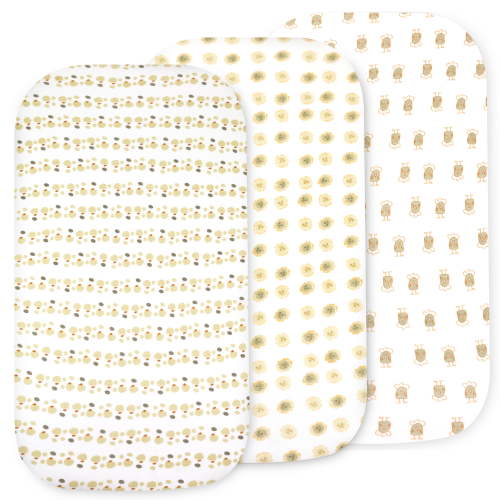 Bublo Baby 3-Pack Organic Cotton Bassinet Fitted Sheets, 32x16x4 – Fits Halo, Snoo, Graco, Dream On Me, Delta – Soft, Breathable Sheets for Oval, Hourglass & Rectangular Bassinet Pads