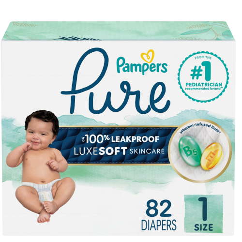 Pampers Pure Baby Diapers, Size 1 (8-14 lbs), 82, Up to 100% Leakproof, Premium Hypoallergenic Soft Diapers - Walmart.ca