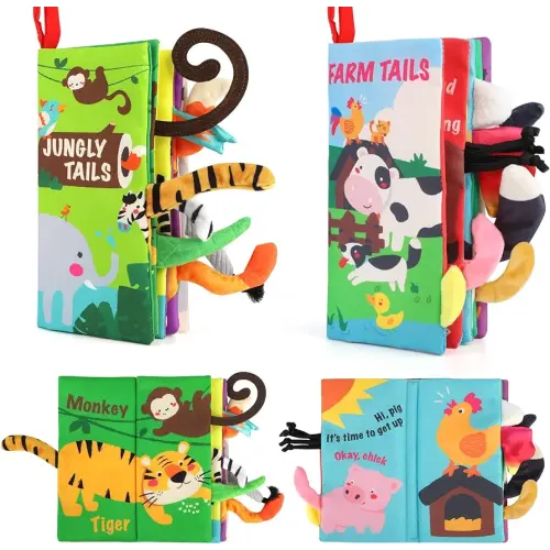 beiens Baby Books 0-6 Months, 2PCS Baby Toys 0-3-6-12-18 Months, Touch Feel Sensory Cloth Crinkle Soft Books, Tummy Time Stroller Infant Newborn Toys, Boy Girl Shower Gifts