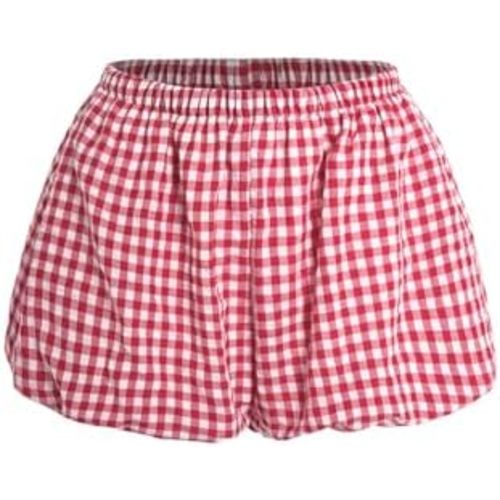 BEAUDRM Women's Y2K Bubble Shorts Elastic High Waist Ruffle Shorts Summer Fashion Wide Leg Bloomers