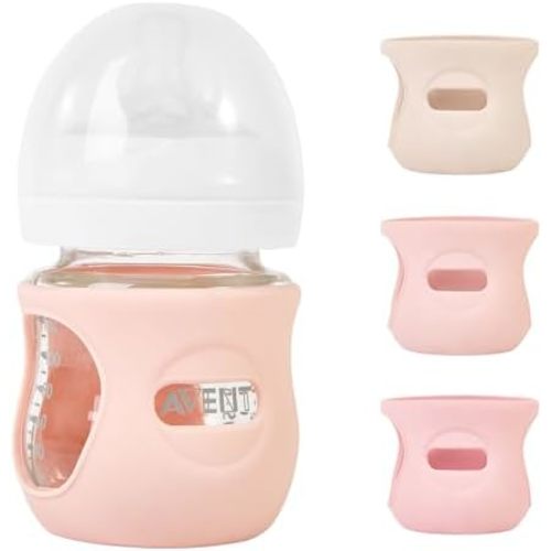 3 Pack Silicone Sleeves for Philips Avent Natural Glass Baby Bottles, 4 oz
