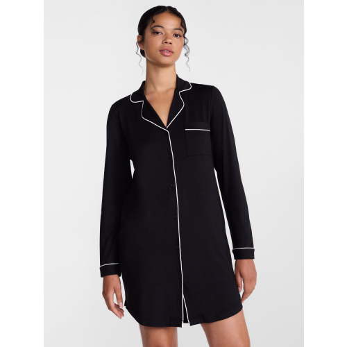 Joyspun Women's Dreamy Soft Collection Notch Collar Sleepshirt with Long Sleeves, Sizes XS-3X