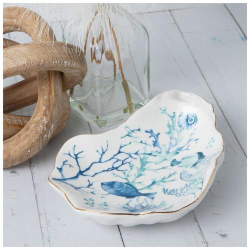 Coral On Oyster Shell Trinket Dish