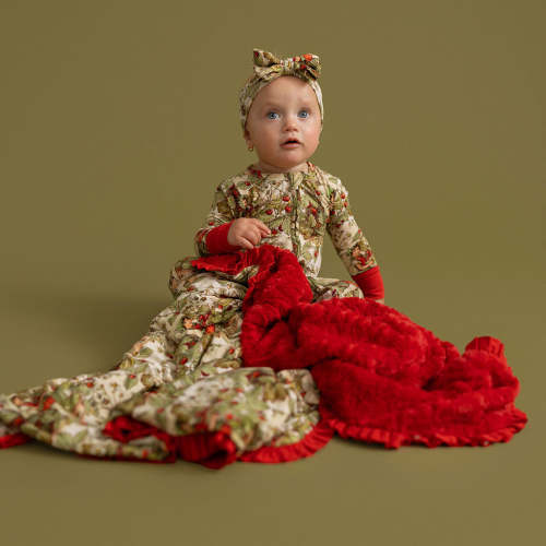 Strawberry Fairy Minky Ruffled Luxette Patoo® Blanket