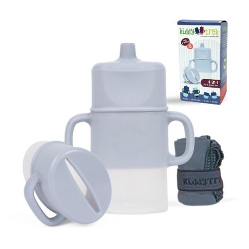 Flipping Holder’s KiddyTrek Sip & Snack Set - food pouch holder + juice box holder + snack cup + sippy cup – all in one 6-piece set Ice