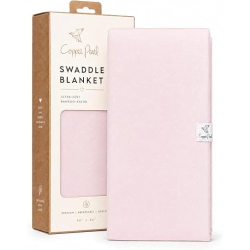 Copper Pearl Swaddle Blankets for Newborns | Soft Stretchy Receiving Blankets for Boys and Girls | Large 46 x 46 Inch Baby Blankets | Lightweight and Breathable Swaddles | Blossom
