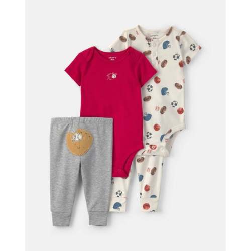 Baby Boy 4-Piece Sports Bodysuits & Pants Set - Red/Grey | Carter's