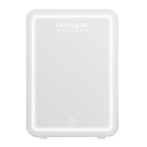 Frigidaire Gallery 9 Can Beauty Lighted Mirror Fridge - White: Countertop Beverage Refrigerator, Thermoelectric Cooling