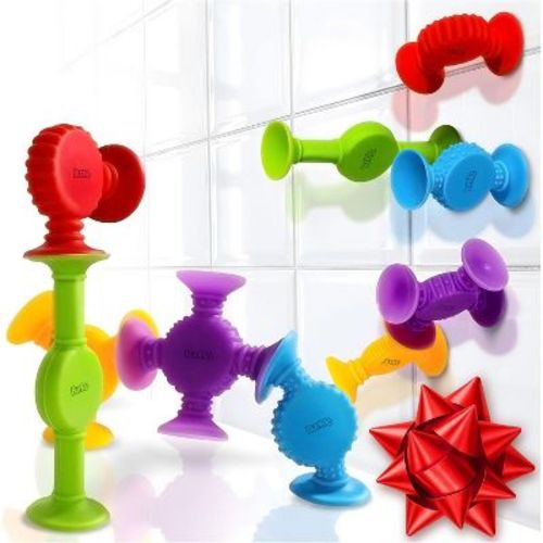 TEMI Suction Bath Building Toys, Textured Sensory Set for Fine Motor Skill Development 10-Textured