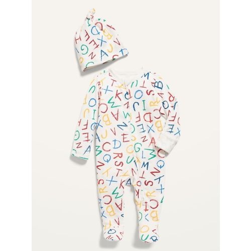 Unisex Sleep & Play Footed One-Piece & Beanie Hat Set for Baby