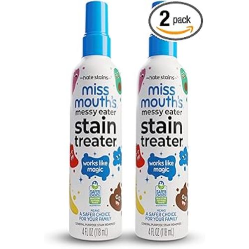 Miss Mouth's Messy Eater Stain Treater Spray - 4oz 2 Pack Stain Remover - Newborn & Baby Essentials - No Dry Cleaning Food, Grease, Coffee Off Laundry, Underwear, Fabric